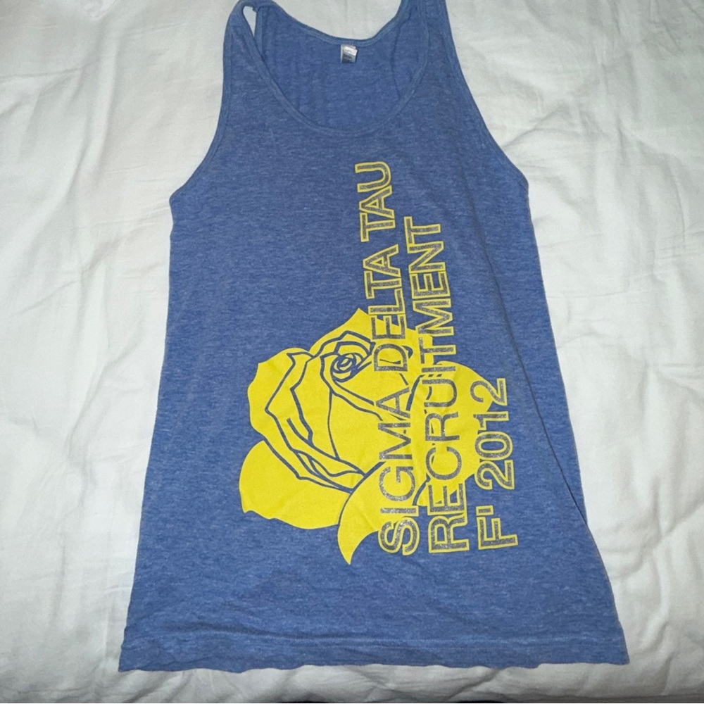 Sigma Delta Tau Light Blue Recruitment Tank Top – Rose Graphic 2012